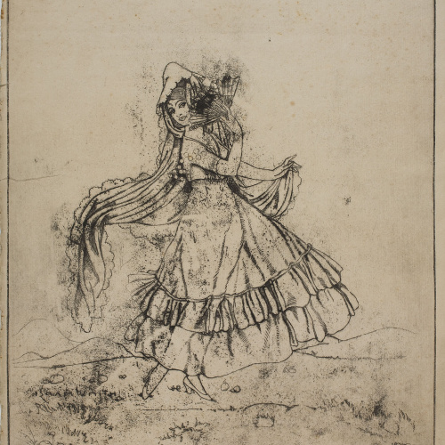 image for: Ismael Smith - Figura femenina amb mantellina i ventall - 1918