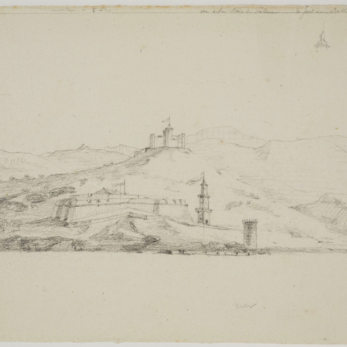 image for: Adolphe Hedwige Alphonse Delamare - &quot;Vue de la Baia de Palma&quot; i castell de Bellver - Cap a 1824-1827