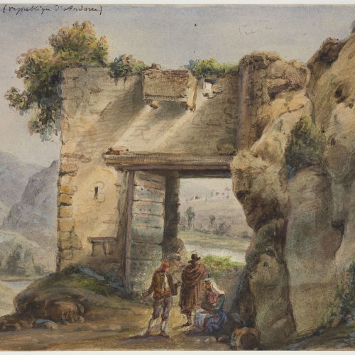 image for: Adolphe Hedwige Alphonse Delamare - Porta a Sant Julià d&#039;Andorra (anvers) / Porta a Sant Julià d&#039;Andorra (revers) - Cap a 1825