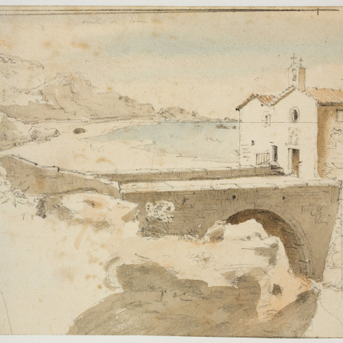 image for: Adolphe Hedwige Alphonse Delamare - Ermita del Sant Crist del Calvari a Arenys de Mar - Cap a 1827