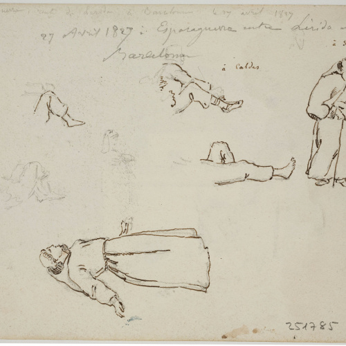 image for: Adolphe Hedwige Alphonse Delamare - Vista de Montserrat des d’Esparreguera (anvers) / Monjos i apunts de cames (revers) - 27 d’abril de 1827 [1]