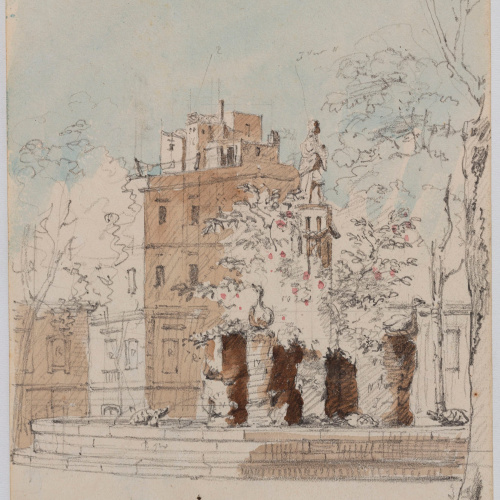 image for: Adolphe Hedwige Alphonse Delamare - Font d’Aretusa al Passeig Nou o de l’Esplanada a Barcelona - Novembre de 1827