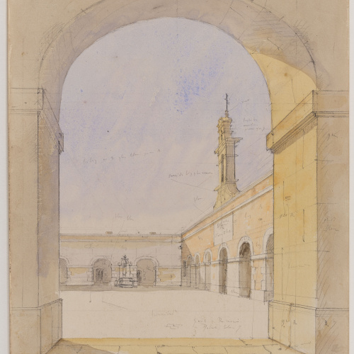image for: Adolphe Hedwige Alphonse Delamare - Pati del Castell de Montjuïc - 1827