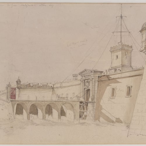 image for: Adolphe Hedwige Alphonse Delamare - Entrada al Castell de Montjuïc - Octubre 1827