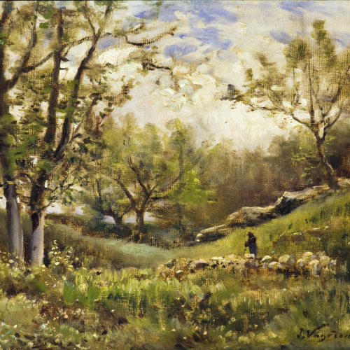 image for: Joaquim Vayreda - Paisatge amb xais - 1882