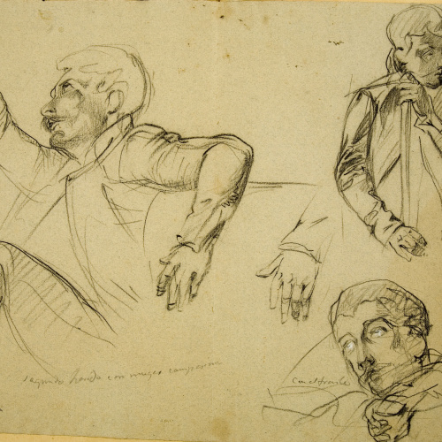 Ramon Martí i Alsina - Estudi de figures per al quadre "El gran dia de Girona" - Cap a 1863-1864 image for: Ramon Martí i Alsina - Estudi de figures per al quadre "El gran dia de Girona" - Cap a 1863-1864