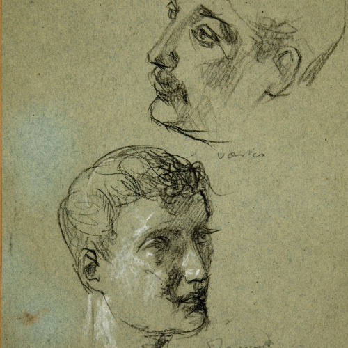 image for: Ramon Martí i Alsina - Apunt de dos caps per al quadre &quot;El gran dia de Girona&quot; - Cap a 1863-1864