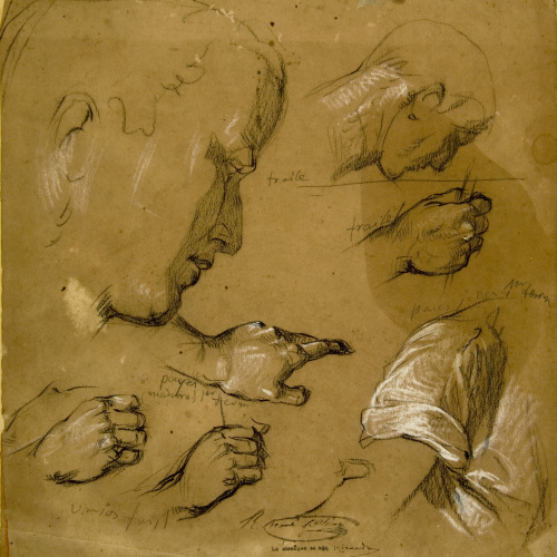 image for: Ramon Martí i Alsina - Apunt de figures per al quadre &quot;El gran dia de Girona&quot; - Cap a 1863-1864