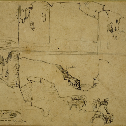 image for: Ramon Martí i Alsina - Muralles de Girona per al quadre &quot;El gran dia de Girona&quot; - Cap a 1863-1864