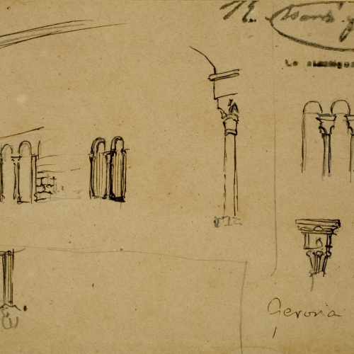 image for: Ramon Martí i Alsina - Apunt d&#039;edificis de la ciutat de Girona per al quadre &quot;El gran dia de Girona&quot; - Cap a 1863-1864