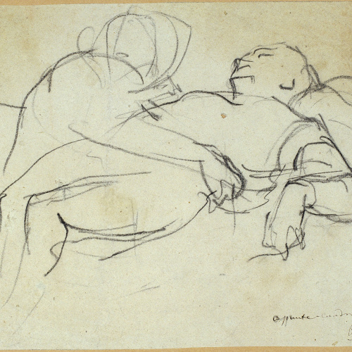 image for: Ramon Martí i Alsina - Apunt de dona abraçant un ferit per al quadre &quot;El gran dia de Girona&quot; - Cap a 1863-1864