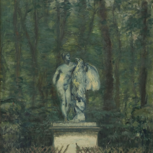 image for: Joaquim Sunyer - Jardí francès amb el grup escultòric de Ganimedes i l&#039;àliga - París, 1905