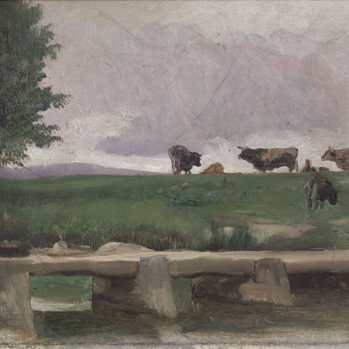 image for: Joaquim Vayreda - La palanca (estudi) - Cap a 1890