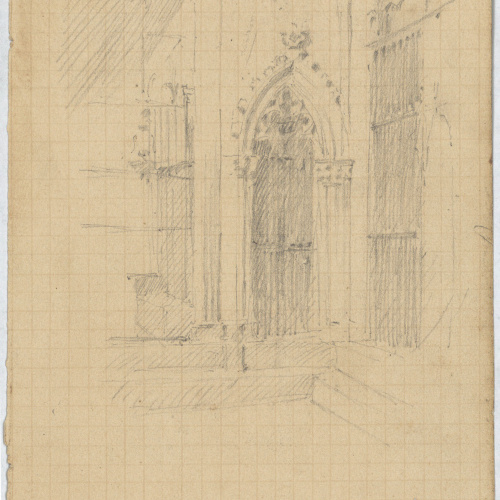 image for: Antoni Caba - Apunts del claustre de la catedral de Barcelona (anvers) / Estudi de figura (revers) - Cap a 1860-1870