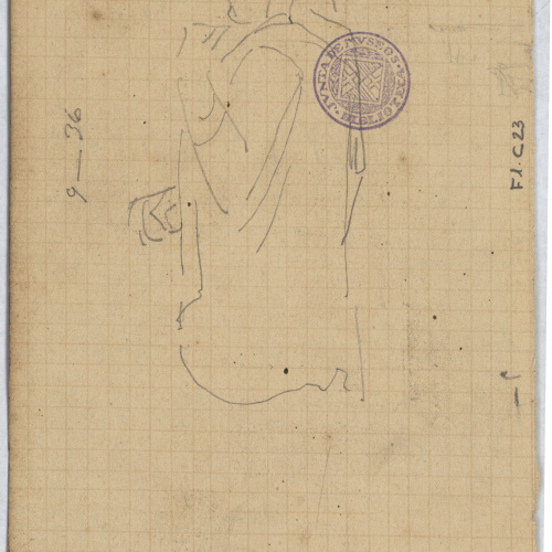 image for: Antoni Caba - Apunts del claustre de la catedral de Barcelona (anvers) / Estudi de figura (revers) - Cap a 1860-1870 [1]